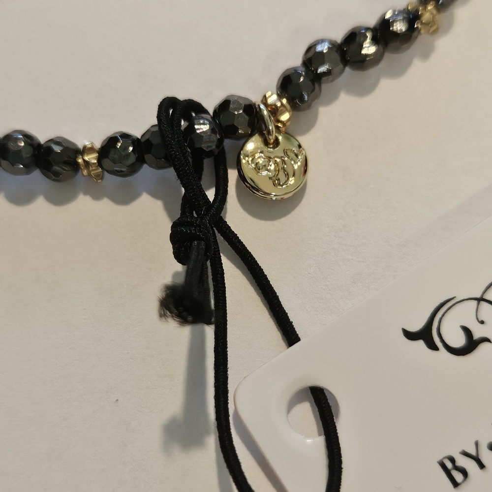 NWT Gold Black Bracelet Beaded Minimalist Bohemian Floral Delicate Preppy - Picture 4 of 6